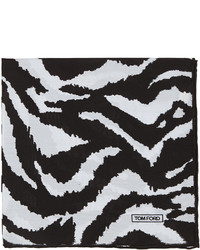Tom Ford Zebra Print Silk Pocket Square Blackwhite