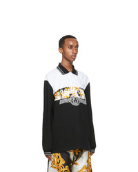 Versace Black And Gold Vintage Logo Long Sleeve Polo
