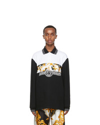 Versace Black And Gold Vintage Logo Long Sleeve Polo