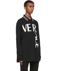 Versace Black Logo Long Sleeve Polo