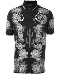 Dolce & Gabbana Rose Print Polo Shirt