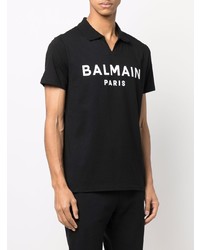 Balmain Logo Print Cotton Polo Shirt