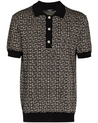 Balmain Monogram Pattern Knitted Polo Shirt