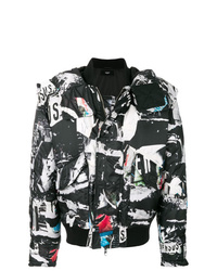 Black and White Print Puffer Jacket