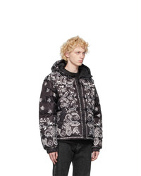 VERSACE JEANS COUTURE Black And White Down Hooded Jacket