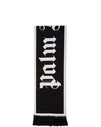 Palm Angels Black And White All Over Logo Scarf