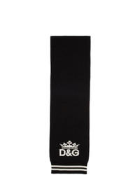 Dolce and Gabbana Black Cashmere Crown And Dg Scarf