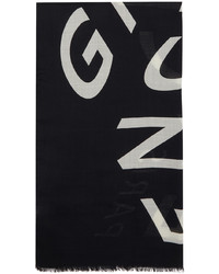 Givenchy Black Silk Chevron Logo Scarf