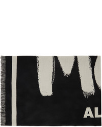 Alexander McQueen Black White Wool Blanket Scarf