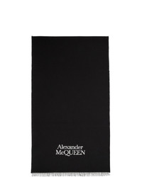 Alexander McQueen Black Wool And Silk Ivy Monogram Scarf
