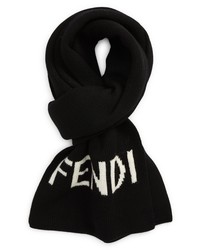 Fendi Intarsia Logo Wool Scarf In Blackwhite At Nordstrom