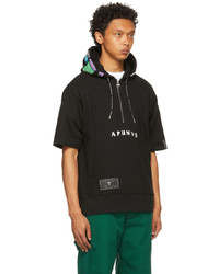 AAPE BY A BATHING APE Black Logo Short Sleeve Hoodie