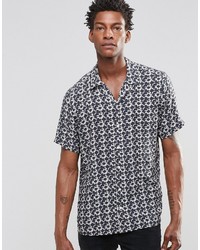 Asos Printed Shirt In Viscose With Revere Collar And Short Sleeves