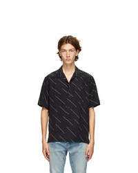 Saint Laurent Black Diagonal Stripe Short Sleeve Shirt