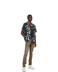 DOUBLE RAINBOUU Black Summer Short Sleeve Shirt