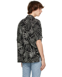 Saint Laurent Black White Dotted Leaf Short Sleeve Shirt