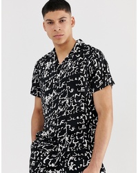 New Look Co Ord Shirt With Print In Black And White