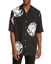 Versace First Line Medusa Head Short Sleeve Button Up Bowling Shirt