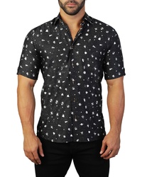 Maceoo Galileo Galaxy Black Regular Fit Short Sleeve Sport Shirt