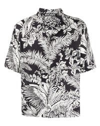 Palm Angels Jungle Parrots Bowling Shirt Black Whit