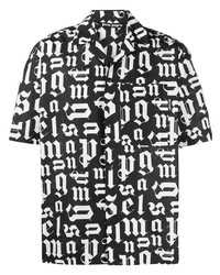 Palm Angels Logo Print Short Sleeve Bowling Shirt