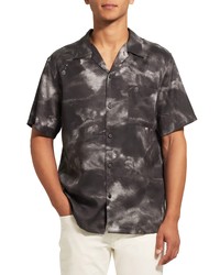Theory Noll Cloud Print Short Sleeve Button Up Camp Shirt In Black Multi At Nordstrom