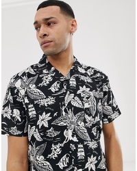 Bellfield Shirt With Leaf And Fish Print In Black