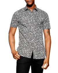 Topman Stretch Skinny Fit Ditsy Print Shirt