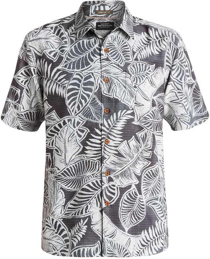 Quiksilver Waterman Leaf Print Short Sleeve Shirt, $70 | Macy's | Lookastic