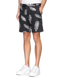 Nobrand Palm Leaf Print Cotton Shorts