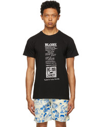 Black and White Print Silk Crew-neck T-shirt