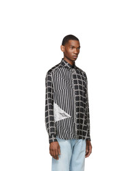Givenchy Black And White Silk Graphic Loose Fit Shirt