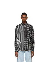 Givenchy Black And White Silk Graphic Loose Fit Shirt