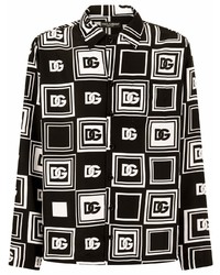 Dolce & Gabbana Geometric Logo Print Silk Shirt