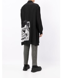 Yohji Yamamoto Oversized Graphic Print Silk Shirt