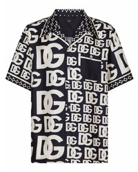 Dolce & Gabbana All Over Logo Print Silk Shirt