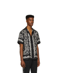 Dolce and Gabbana Black And White Silk Hawaiian Shirt