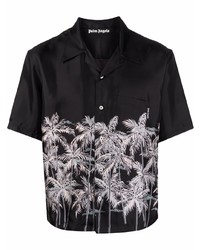 Palm Angels Palm Tree Print Silk Shirt