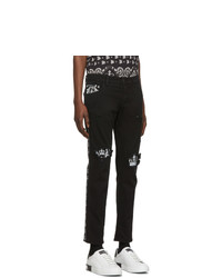 Dolce and Gabbana Black Bandana Print Skinny Jeans