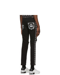 Dolce and Gabbana Black Bandana Print Skinny Jeans