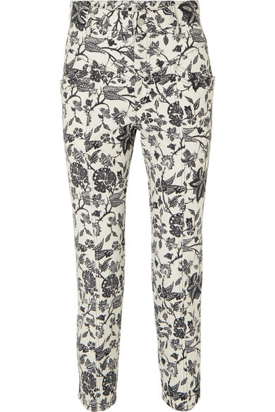 Isabel Marant Lorrick Cropped Floral Print High Rise Skinny Jeans