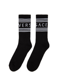 Versace Black 1990s Vintage Logo Socks