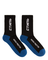 Heron Preston Black And Blue Style Long Socks