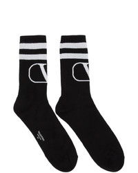 Valentino Black And Grey Garavani Vlogo Socks