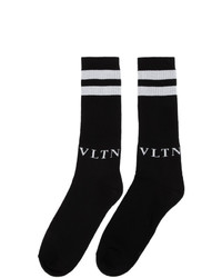 Valentino Black And Grey Garavani Vltn Socks