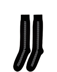 Versace Black And White Greek Key Socks