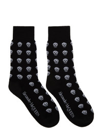 Alexander McQueen Black And White Short Skull Socks