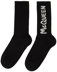 Alexander McQueen Black Graffiti Socks