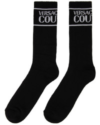 VERSACE JEANS COUTURE Black Logo Socks