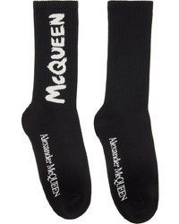 Alexander McQueen Black Off White Graffiti Socks